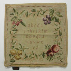 Gobly's Of France Alphabet Sampler Tapestry Throw Pillow Cover Sham Fruits 18"